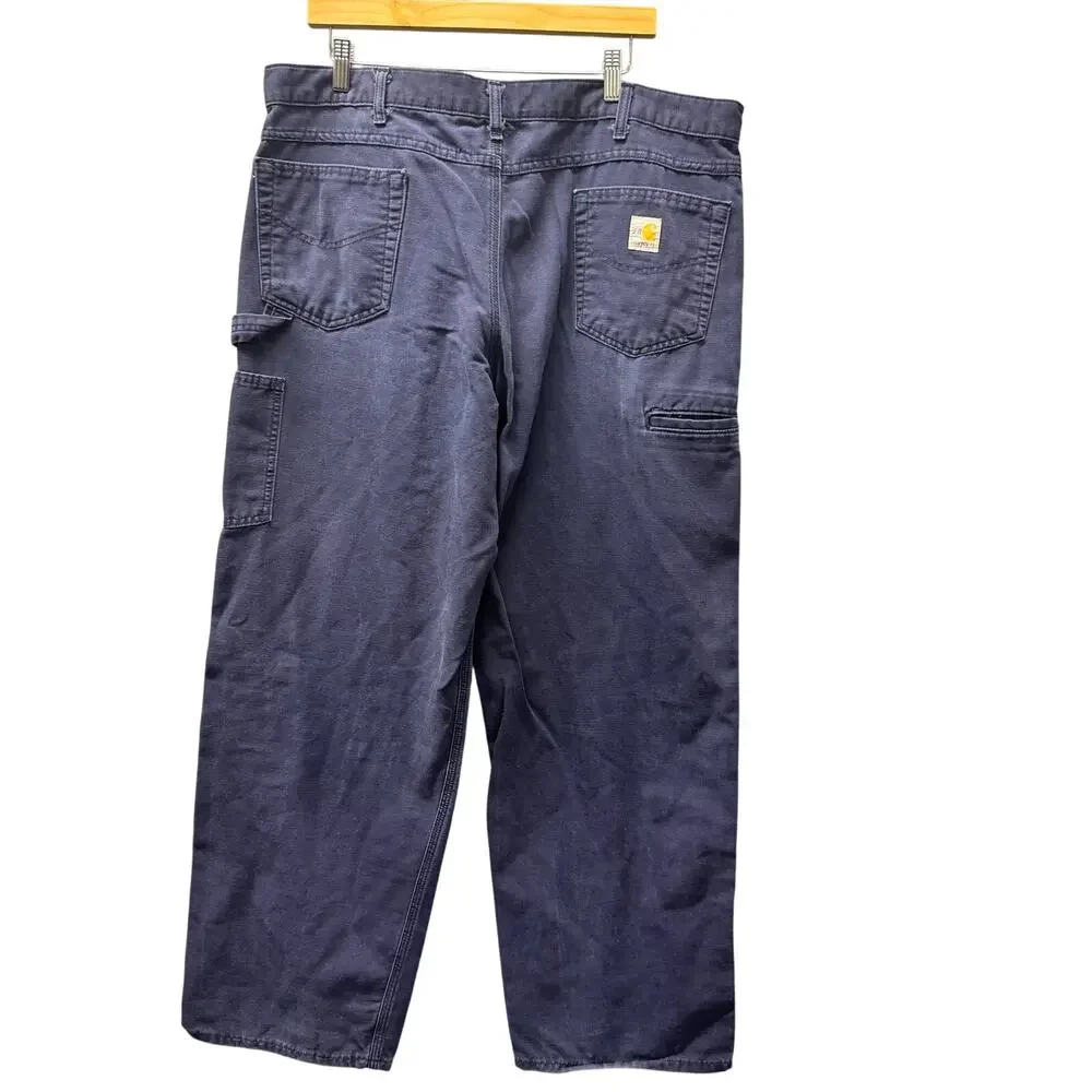Carhartt FR Pants Mens 40x32 (40x31 ACTUAL) Blue Flame Resistant Canvas Work‎